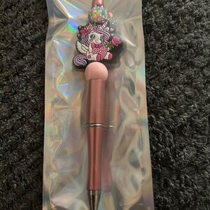 handcrafted Cute Unicorn Pink Ballpoint Pen with Beaded Charm